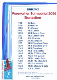 Startzeiten Startzeiten